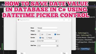 How to insert Date Value in Database in C With DateTimePicker  C DateTimePicker [upl. by Marra]