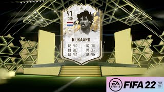 ICON MOMENTS RIJKAARD REVIEW  91 ICON MOMENTS FRANK RIJKAARD PLAYER REVIEW FIFA 22 ULTIMATE TEAM [upl. by Nyleuqaj]