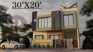 30X20 Duplex House Design  600 Sqft House Plan  9X6 Meters House Design with walkthrough [upl. by Hambley]