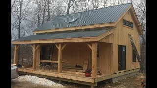 20x30 Timber Frame Vermont Cabin Mortise and Tenon 8x8 Hemlock [upl. by Kenwee487]