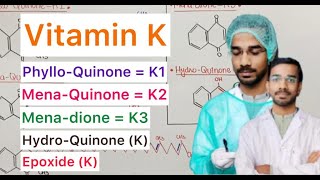 Vitamin K  Phylloquinone  Menaquinone  Menadione  Hydroquinone  Epoxide [upl. by Ecurb]