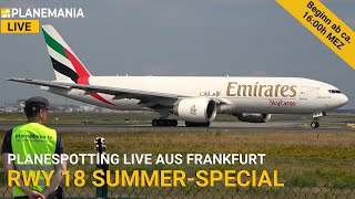 Planespotting LIVE Frankfurt Airport Heavies im Hochsommer RWY18 [upl. by Ardenia]