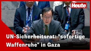 UNSicherheitsrat fordert erstmals quotsofortige Waffenruhequot in Gaza [upl. by Marquardt118]