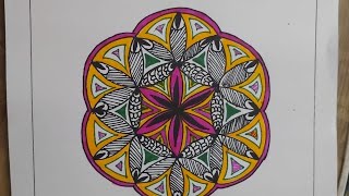 color mandala artart therapy 4flower mandala artstep by step mandala for beginner [upl. by Earissed]