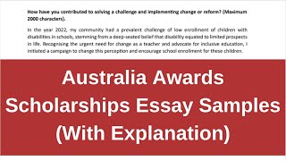 Australia Awards Scholarships Essay Samples with Explanations [upl. by Ecirb573]