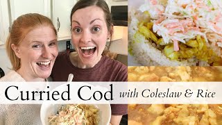 Curried Cod with Coleslaw amp Rice  Healthy Dinner Recipe [upl. by Myrwyn]