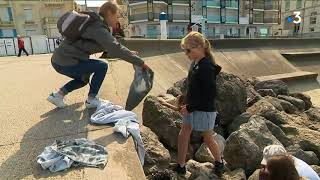 Wimereux  des collégiens de la région parisienne nettoient la plage [upl. by Yort]