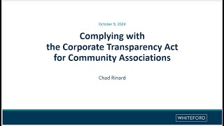 Corporate Transparency Act for Community Associations [upl. by Mitzl]