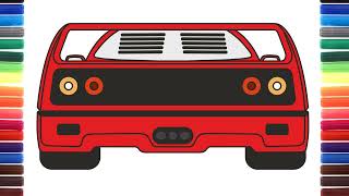 How to draw Ferrari F40 back view [upl. by Rtoip]