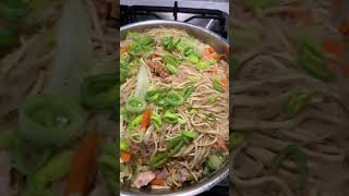 Filipino Pancit Noodles with Leeks filipinofood food snacks [upl. by Arnon283]