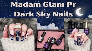 Madam Glam PR  Dark Sky Nails🌙✨☁️  Beginner Friendly Nail Art madamglamofficial [upl. by Marylee]