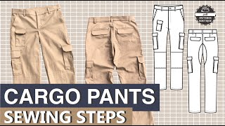 CARGO Pants for Men DIY  Complete Sewing Steps  PDF Patterns Boutique Sew Along [upl. by Enelrac]