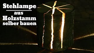 Stehlampe aus Holzstamm Baumstamm selber bauen [upl. by Noseyt769]