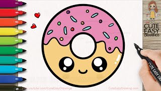 How to Draw a Cute Donut Easy Drawing and Coloring for Kids and Toddlers [upl. by Traggat]