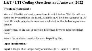 LTI  LampT Python Coding Question  3 amp Answer 2022 LampT LTI python coding pythonprogramming [upl. by Ynnhoj]