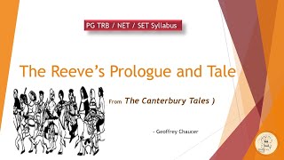 The Reeves Prologue and Tale  The Canterbury Tales  Geoffrey Chaucer  PG TRB NET SET  in Tamil [upl. by Dynah114]