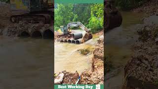 Best working day 1296 Cement pipe laying process using an excavator [upl. by Onez]