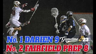 No 1 Darien boys lacrosse holds off No 2 Fairfield Prep in 2023 season opener [upl. by Enyak]