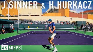 Jannik Sinner v Hubert Hurkacz  2023 IW Practice Court Level 4k 60fps [upl. by Basia]