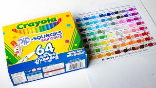 64 Pip Squeak Crayola Skinnies Markers Swatches Review and Blending Techniques [upl. by Renado638]