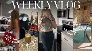 WEEKLY VLOG  coffee bar setup self care shopping apartment touring target haul amp more [upl. by Wendalyn24]