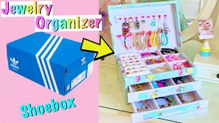 DIY  How to make Jewelry Organizer with waste Shoebox [upl. by Lesoj]