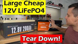 Large Cheap 12V LiFePO4 Power Queen 200Ah amp Ampere Time 400Ah Tear Down [upl. by Sinnard568]