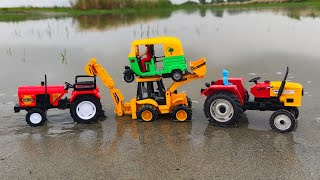 Muddy Tractor and JCB Auto Ricksha Jump River video l Makmud Toys [upl. by Ginsberg406]