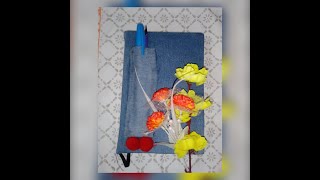 DiyCrafts Making dairy cover tutorialhow to make dairy cover with old jeans and pocket [upl. by Etnovad396]