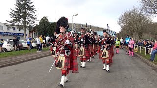 Inverness RBL Pipe Band lead the parade of runners to start the 2019 Inverness Half Marathon [upl. by Naro]