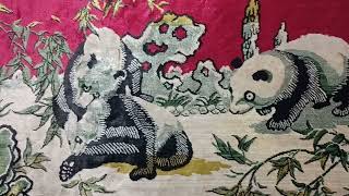 CURIOS for the CURIOUS 159 Giant Panda Bears Tapestry Rug Hong Kong mid 20th century [upl. by Oirasec]