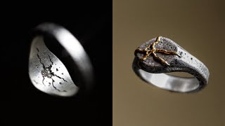 The process of making a silver ring inspired by Kintsugi art [upl. by Annauqal]