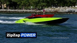 Green Lamborghini SV Boat  MTI 52 Catamaran SuperVeloce [upl. by Ettennal]