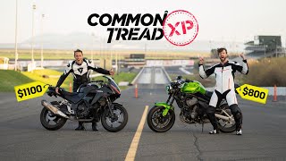 1000 Track Bike Showdown 2009 Kawasaki Versys 650 vs 2015 Honda CBR300R  Common Tread XP [upl. by Daveen]