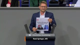 AKTUELL  REDE RENÉ SPRINGER  AFD  AM 25SEPTEMBER IM DEUTSCHEN BUNDESTAG IN BERLIN [upl. by Ardek]