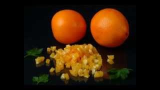 FOODLOGISTIK  orange dicing 8x8x8 mm cubes [upl. by Rosenstein]