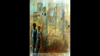 Abstract Painting Tutorial  Abstrakte Acrylmalerei Collage [upl. by Ellicec]