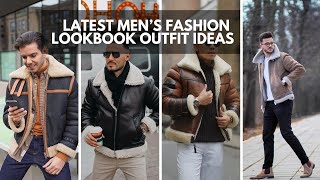 15 Ways To Wear A Shearling JACKET  Different Ways to Style Shearling Coat  Mens Fashion Lookbook [upl. by Jere]