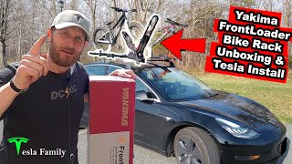 Yakima FrontLoader Bike Rack on a Tesla  Unboxing and Install 275quot 700c amp 20quot Bikes [upl. by Newel]