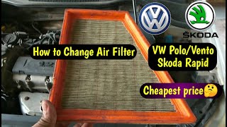 How To Change Volkswagen Polo Vento Air Filter Skoda Rapid Air Filter [upl. by Colin]