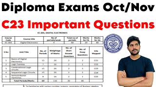 C23 Important Questions  Diploma C23 exams octnov 2024  digital electronics important questions [upl. by Jain]