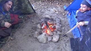 Tarp Camping with Wool Blanket and Fire [upl. by Austen]