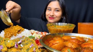 Eating spicy Egg Curry🍛 with RicePunjabi Dal FryPakoraPapadFood ShowMukbang [upl. by Trebbor]