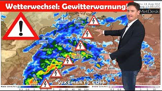 UnwetterAlarm Warnstufe ROT Schwere Gewitter bis Samstagmorgen Dauerregen und Sturzfluten [upl. by Nnahgiel846]