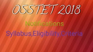 OSSTET SYLLABUSELIGIBILITYCRITERIA BY ODISHA SIKSHA IN ODIA [upl. by Iramat]