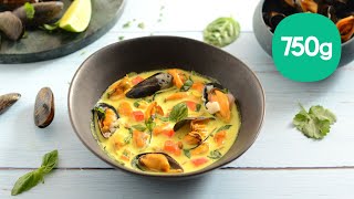 Recette de moules à la crème de coco et à la citronnelle  750g [upl. by Kcyred727]