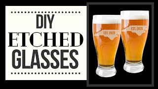 Glass Etching DIY Tutorial using Armour Etch Glass Etching Cream  DIY Etched Glasses [upl. by Georgina]