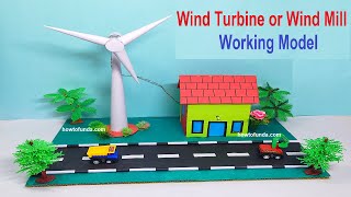 wind turbine or wind mill working model science project  innovative  award winning  howtofunda [upl. by Chappy]