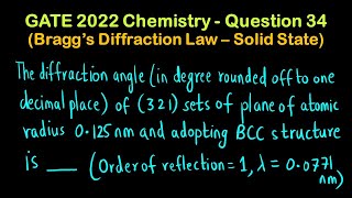 Braggs Law of Diffraction  Solid state  GATE 2022 Chemistry  Question 34 [upl. by Germano]