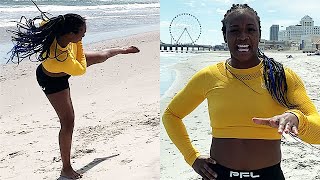 NO DAYS OFF CONQUER MMA TRAINING  Claressa Shields BEACH WORKOUT for MMA debut with PFL [upl. by Callery]